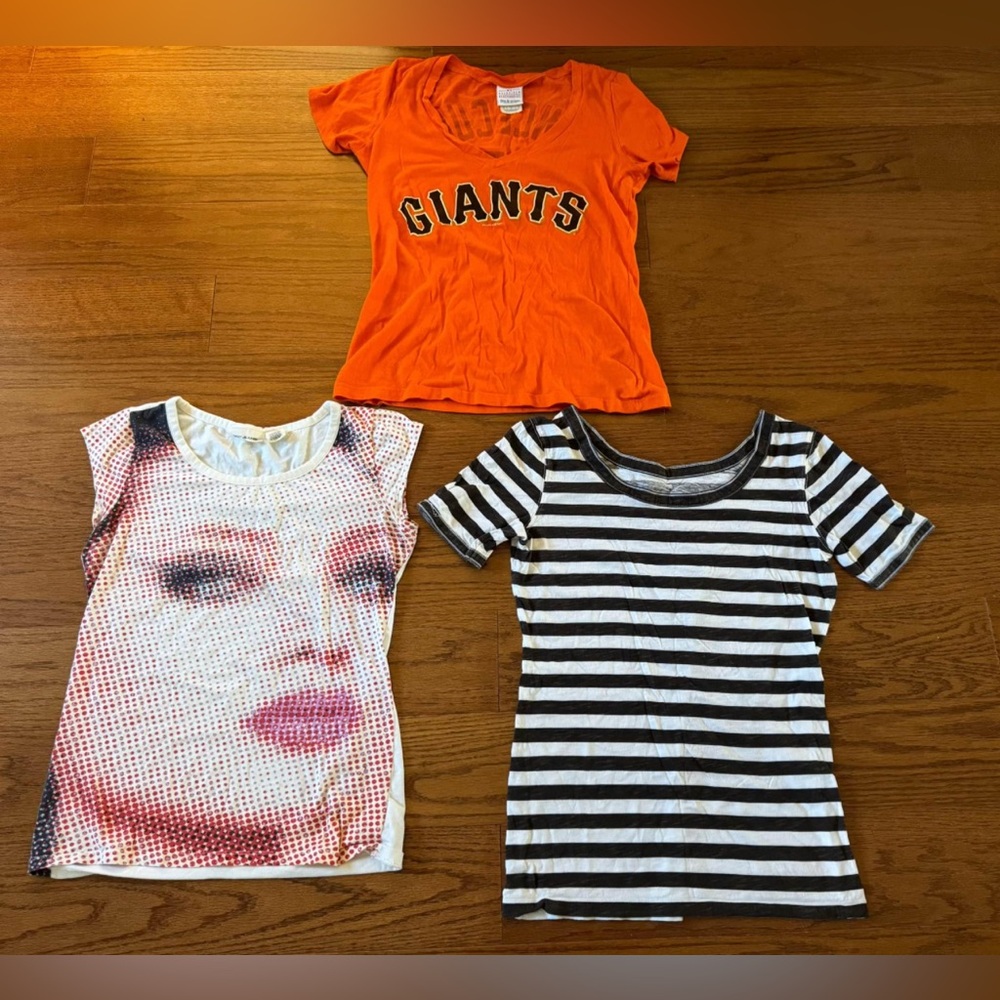 Women’s Sz Medium T-shirts Tops Orange Giants Colorful DKNY White Brown Mossimo